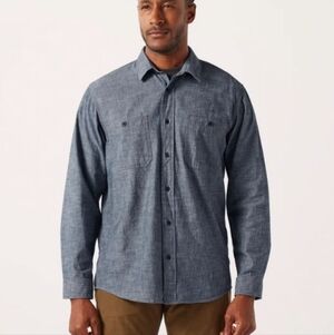Filson Chambray CPO Shirt In Rinsed Indigo Chambray XXL
